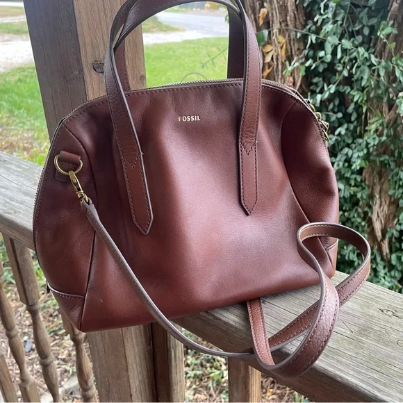 Fossil Brown Leather Women's Bag Vintage - Picture 5 of 7